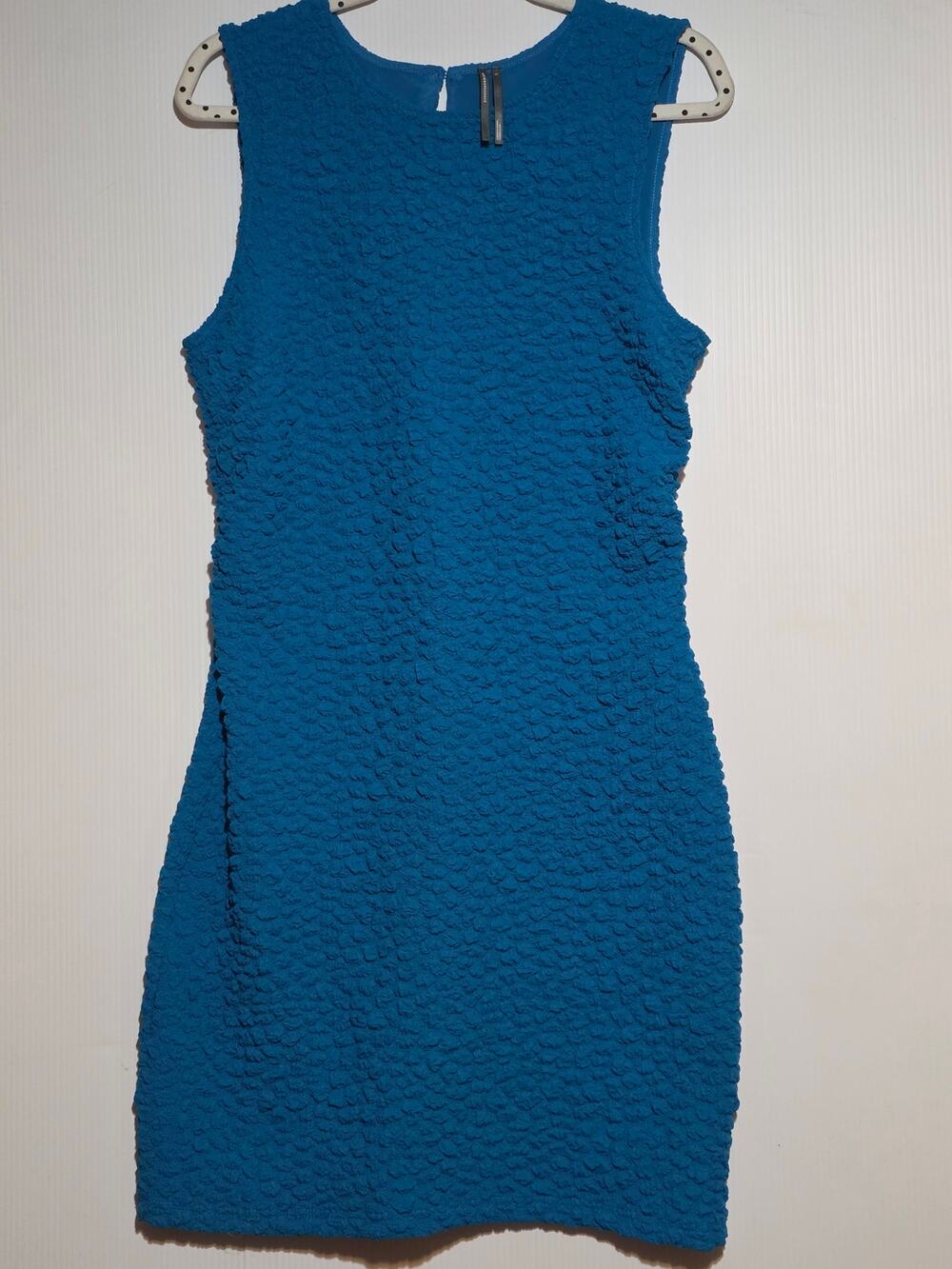 Anthropologie Blue Textured Jacquard Mini Shift Dress Size L Wedding